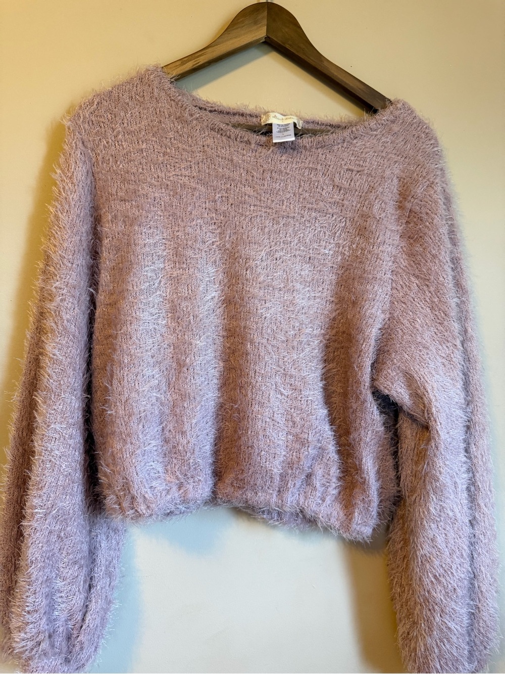 Altar'd State Dusty Rose Fuzzy Crewneck Sweater